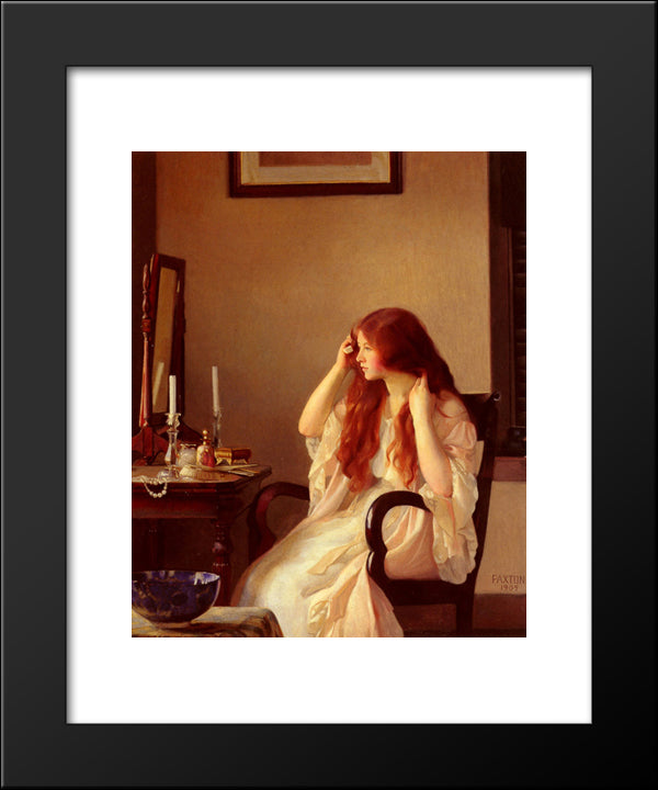 Girl Combing Her Hair 20x24 Black Modern Wood Framed Art Print Poster by Paxton, William McGregor