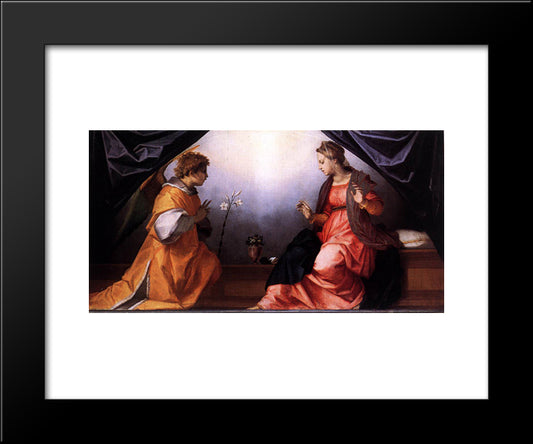 Annunciation 20x24 Black Modern Wood Framed Art Print Poster by Sarto, Andrea del