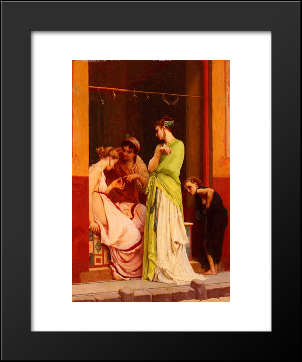 A Seller Of Jewels In Pompeii 20x24 Black Modern Wood Framed Art Print Poster by Boulanger, Gustave