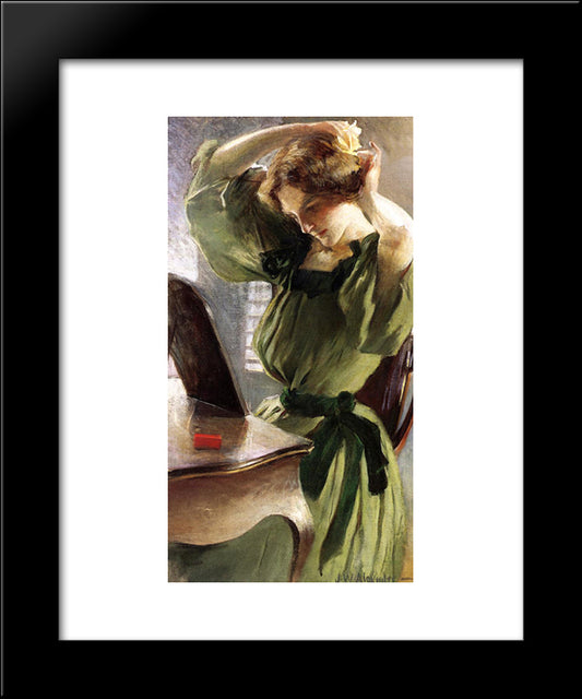 Young Woman Arranging Her Hair 20x24 Black Modern Wood Framed Art Print Poster by Alexander, John White