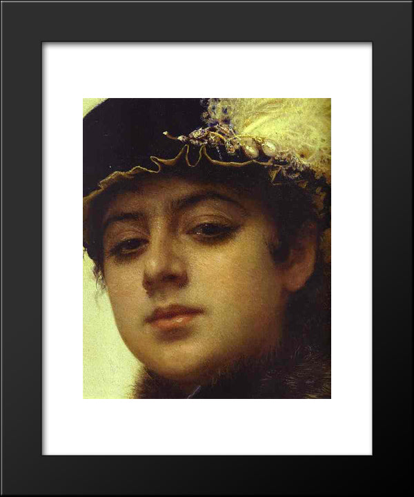Portrait Of A Woman [Detail] 20x24 Black Modern Wood Framed Art Print Poster by Kramskoi, Ivan Nikolaevich