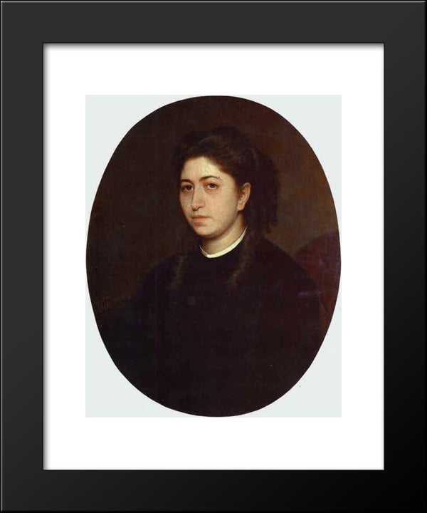 Portrait Of A Young Woman Dressed In Black Velvet 20x24 Black Modern Wood Framed Art Print Poster by Kramskoi, Ivan Nikolaevich