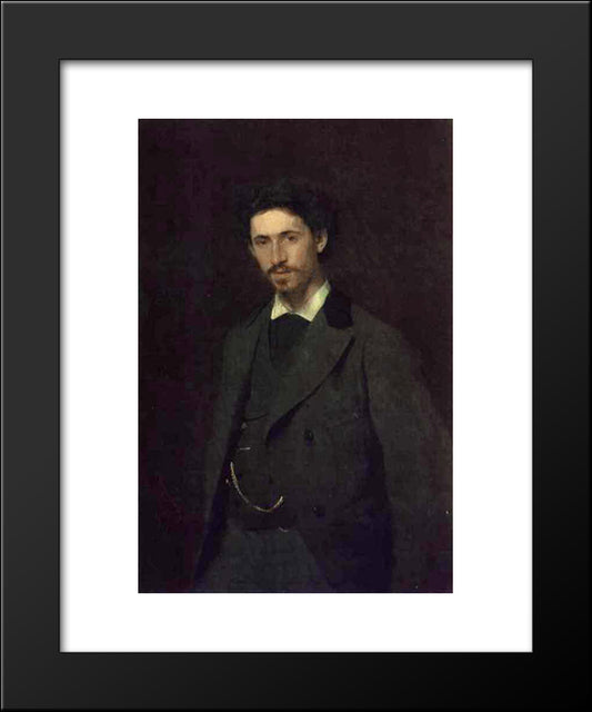 Portrait Of The Artist Ilya Repin 20x24 Black Modern Wood Framed Art Print Poster by Kramskoi, Ivan Nikolaevich