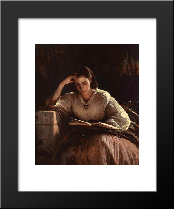 Sophia Kramskaya Reading 20x24 Black Modern Wood Framed Art Print Poster by Kramskoi, Ivan Nikolaevich