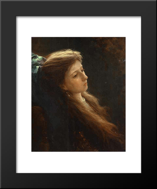 Girl With A Tress 20x24 Black Modern Wood Framed Art Print Poster by Kramskoi, Ivan Nikolaevich