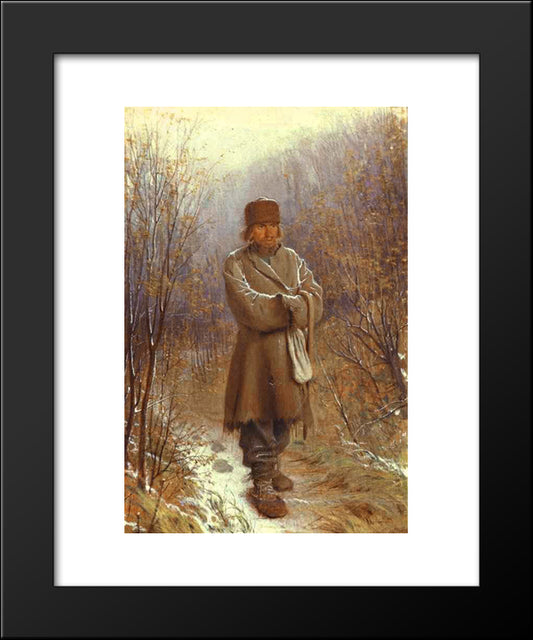 Meditator 20x24 Black Modern Wood Framed Art Print Poster by Kramskoi, Ivan Nikolaevich