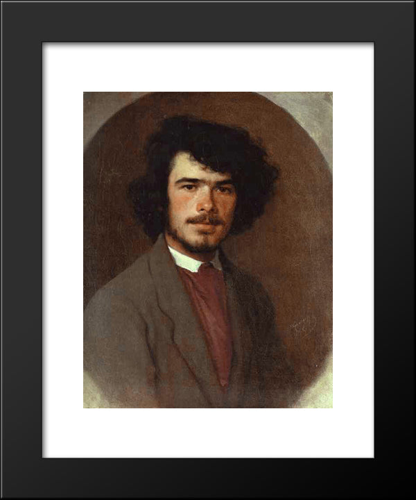 Portrait Of The Agronomist Vyunnikov 20x24 Black Modern Wood Framed Art Print Poster by Kramskoi, Ivan Nikolaevich