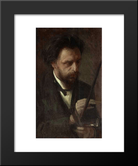 Portrait Of The Artist Grigory Myasoyedov 20x24 Black Modern Wood Framed Art Print Poster by Kramskoi, Ivan Nikolaevich