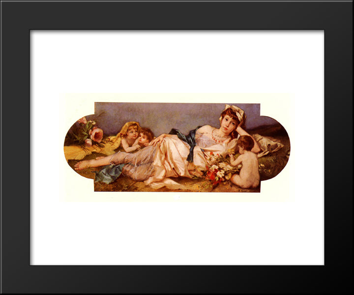 Odalisque Avec Puttis 20x24 Black Modern Wood Framed Art Print Poster by Ernst, Rudolf