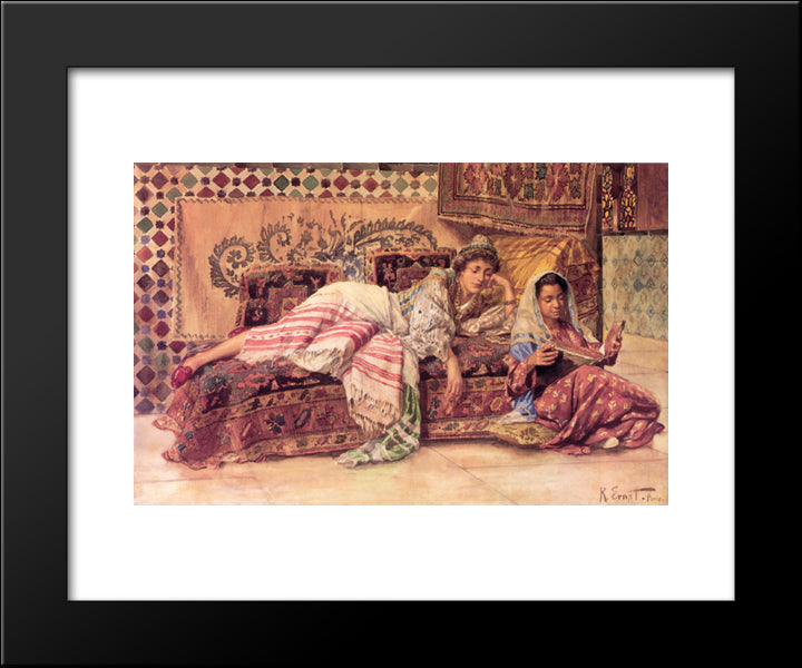 The Reader 20x24 Black Modern Wood Framed Art Print Poster by Ernst, Rudolf