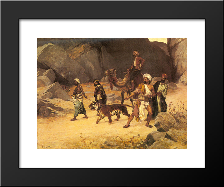 The Tiger Hunt 20x24 Black Modern Wood Framed Art Print Poster by Ernst, Rudolf