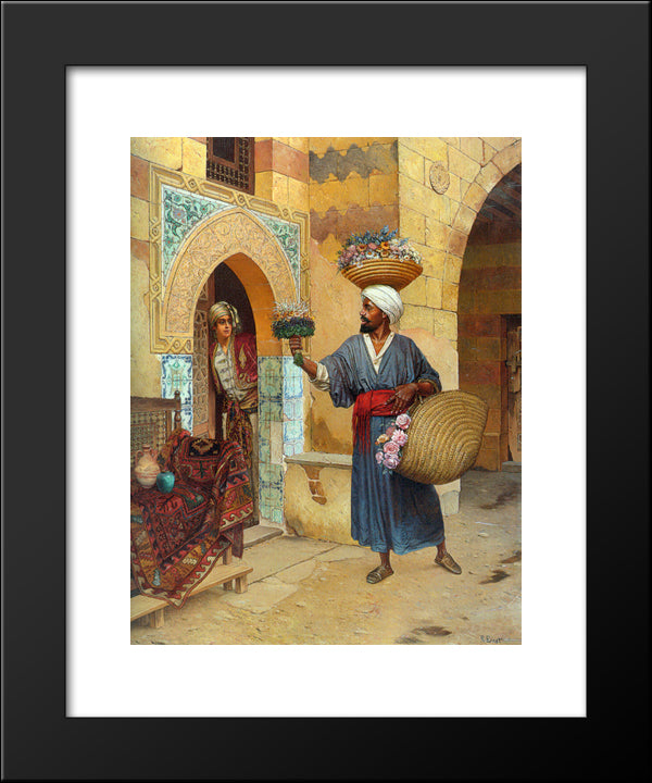 The Flower Seller 20x24 Black Modern Wood Framed Art Print Poster by Ernst, Rudolf