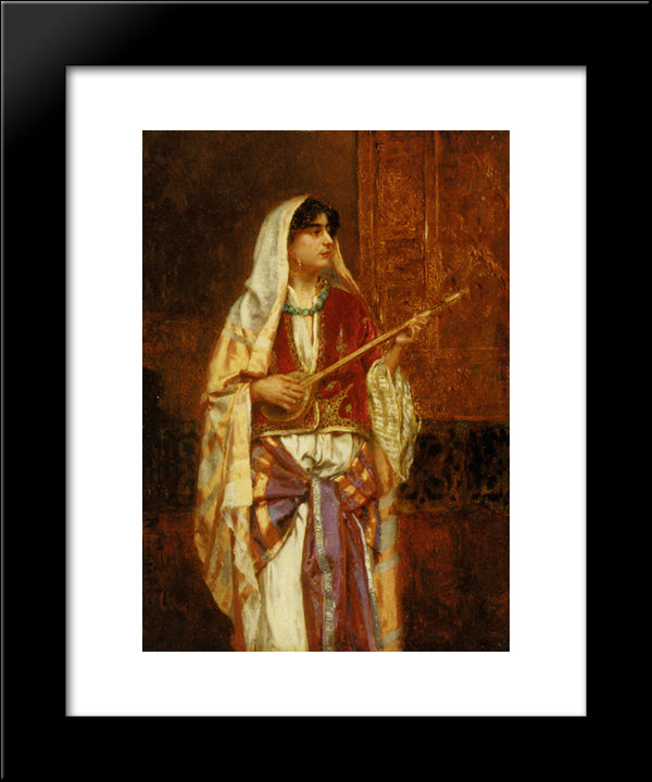 The Mandolin Player 20x24 Black Modern Wood Framed Art Print Poster by Ernst, Rudolf