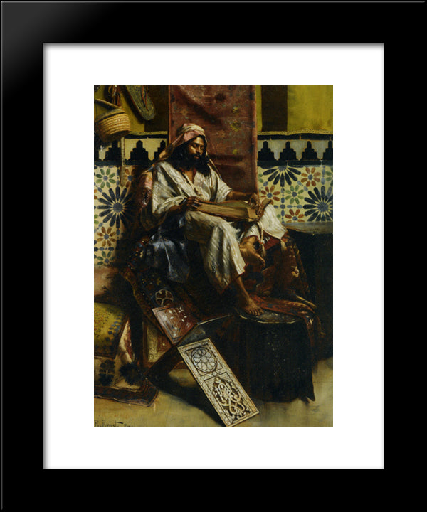 Studying The Koran 20x24 Black Modern Wood Framed Art Print Poster by Ernst, Rudolf