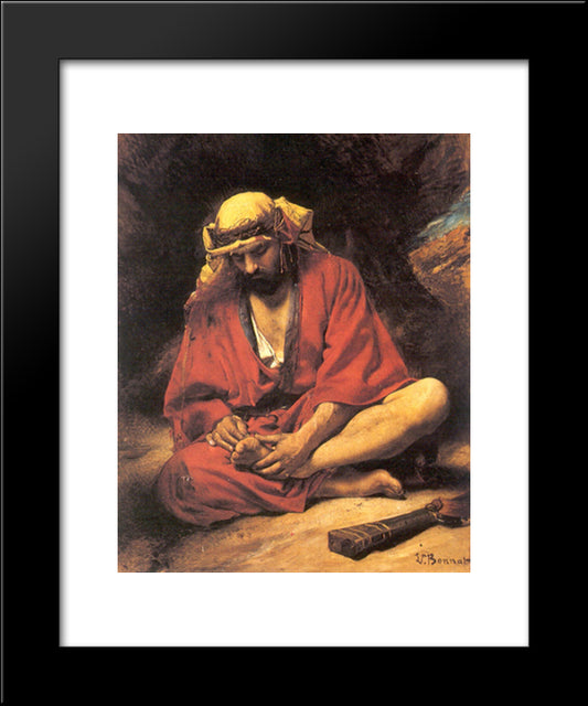 An Arab Removing A Thorn From His Foot 20x24 Black Modern Wood Framed Art Print Poster by Bonnat, Leon