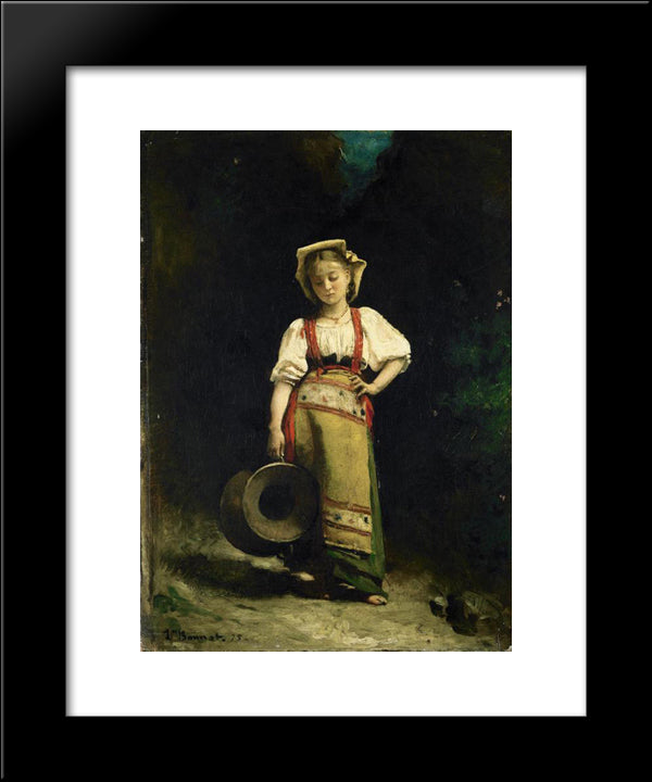 Italian Girl With A Jug 20x24 Black Modern Wood Framed Art Print Poster by Bonnat, Leon