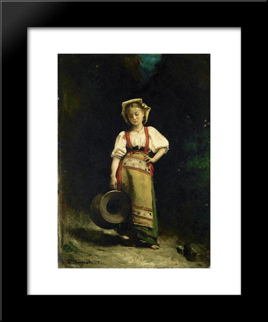 Italian Girl With A Jug 20x24 Black Modern Wood Framed Art Print Poster by Bonnat, Leon