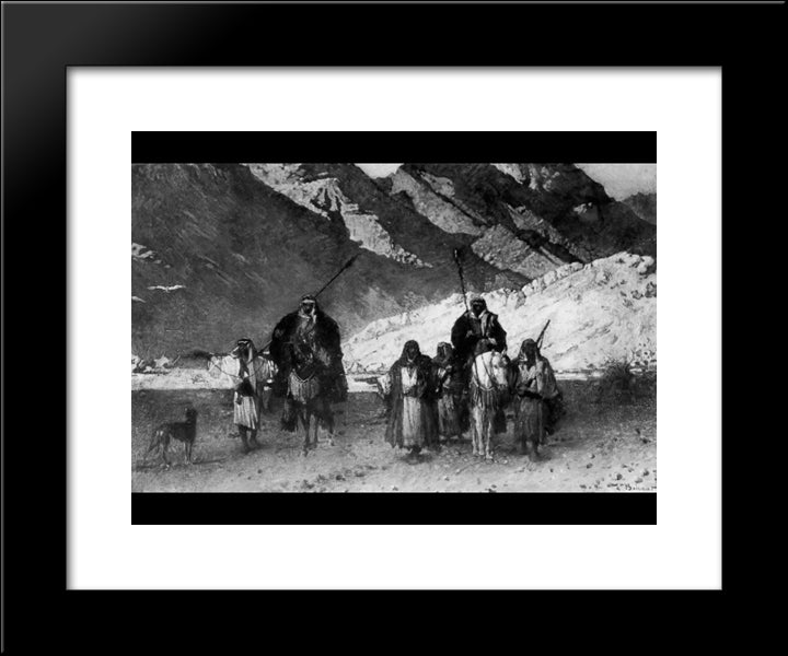 In The Mountains 20x24 Black Modern Wood Framed Art Print Poster by Bonnat, Leon