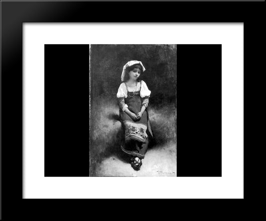 Girl Sitting 20x24 Black Modern Wood Framed Art Print Poster by Bonnat, Leon