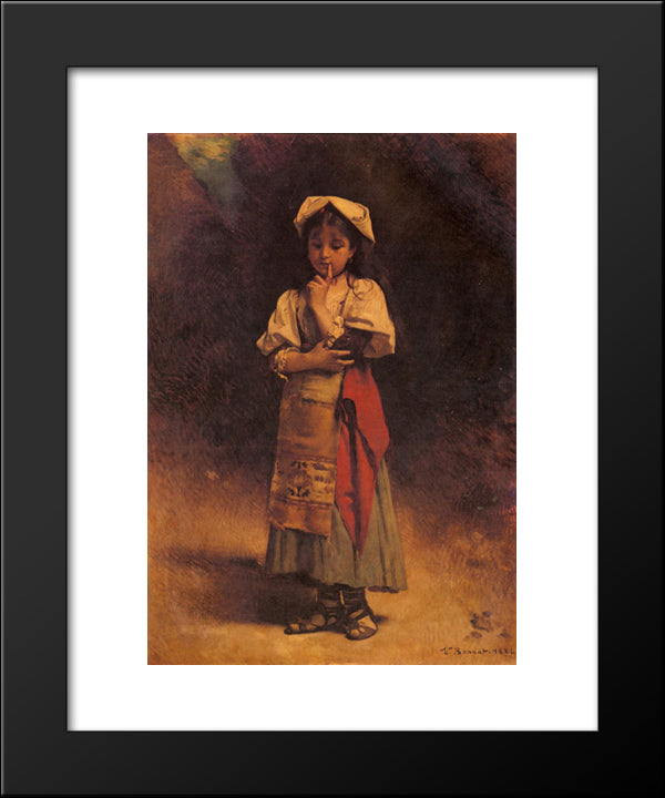 Meditation 20x24 Black Modern Wood Framed Art Print Poster by Bonnat, Leon