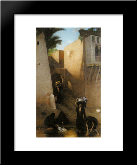 Femmes Fellahs Au Lavoir, Caire 20x24 Black Modern Wood Framed Art Print Poster by Bonnat, Leon