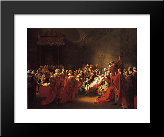 The Collapse Of The Earl Of Chatham In The House Of Lords 20x24 Black Modern Wood Framed Art Print Poster by Copley, John Singleton