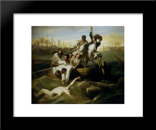 Brook Watson And The Shark 20x24 Black Modern Wood Framed Art Print Poster by Copley, John Singleton