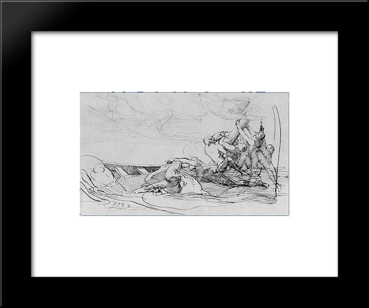 Study For 'The Siege Of Gibraltar': The Wrecked 20x24 Black Modern Wood Framed Art Print Poster by Copley, John Singleton