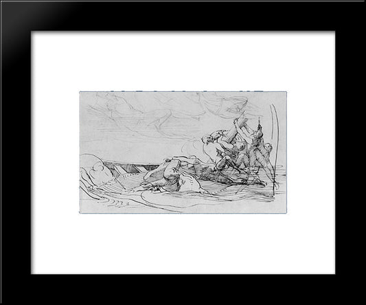 Study For 'The Siege Of Gibraltar': The Wrecked 20x24 Black Modern Wood Framed Art Print Poster by Copley, John Singleton