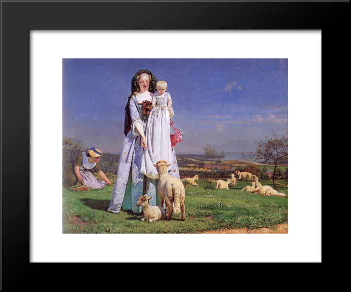 The Pretty Baa'Lambs 20x24 Black Modern Wood Framed Art Print Poster by Brown, Ford Madox