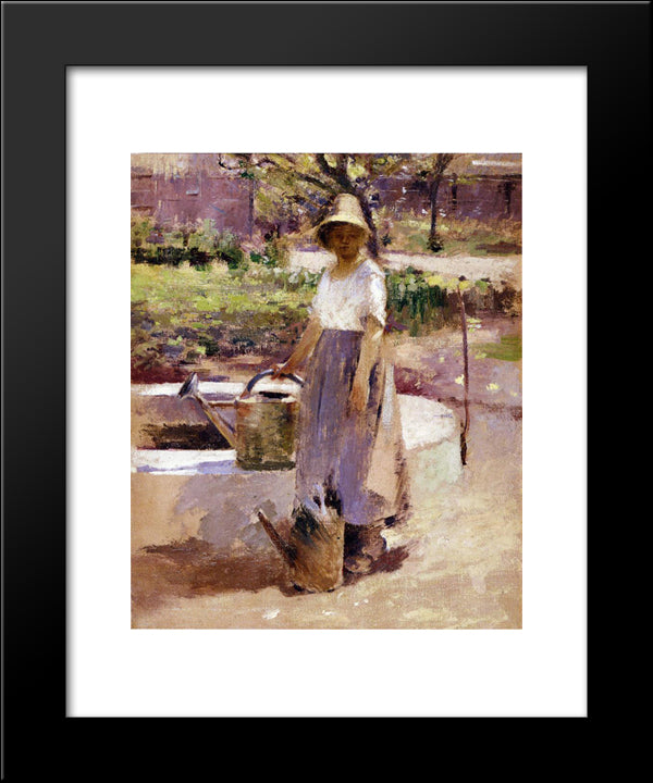 At The Fountain 20x24 Black Modern Wood Framed Art Print Poster by Robinson, Theodore