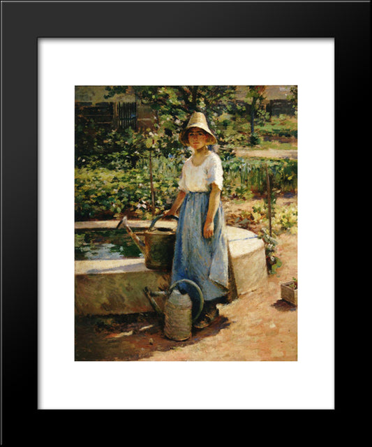 At The Fountain 20x24 Black Modern Wood Framed Art Print Poster by Robinson, Theodore