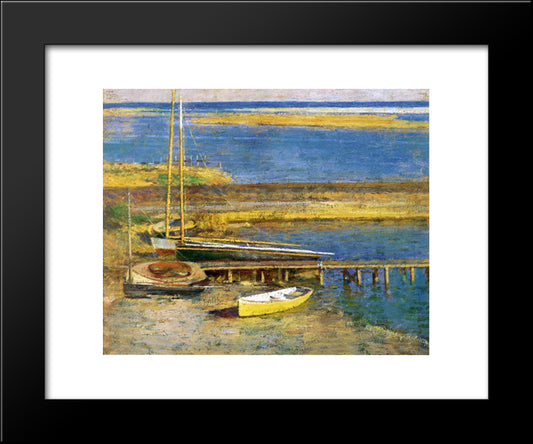 Boats At A Landing 20x24 Black Modern Wood Framed Art Print Poster by Robinson, Theodore