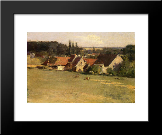 Farmhouse At Grez 20x24 Black Modern Wood Framed Art Print Poster by Robinson, Theodore