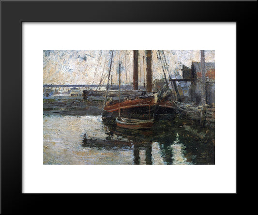 Coal Schooner Unloading 20x24 Black Modern Wood Framed Art Print Poster by Robinson, Theodore