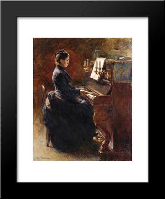 Girl At Piano 20x24 Black Modern Wood Framed Art Print Poster by Robinson, Theodore