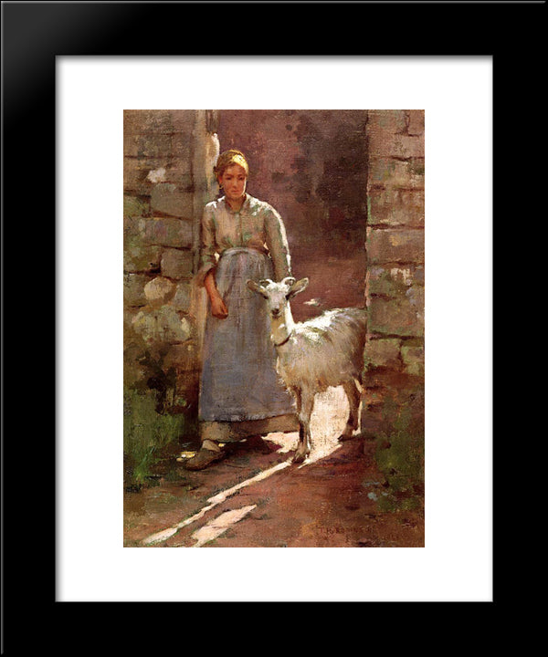 Girl With Goat 20x24 Black Modern Wood Framed Art Print Poster by Robinson, Theodore