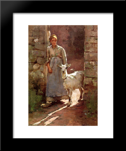 Girl With Goat 20x24 Black Modern Wood Framed Art Print Poster by Robinson, Theodore