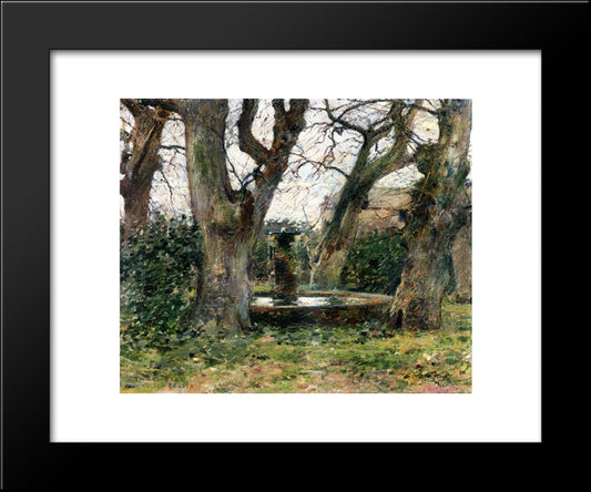 Italian Landscape With A Fountain 20x24 Black Modern Wood Framed Art Print Poster by Robinson, Theodore