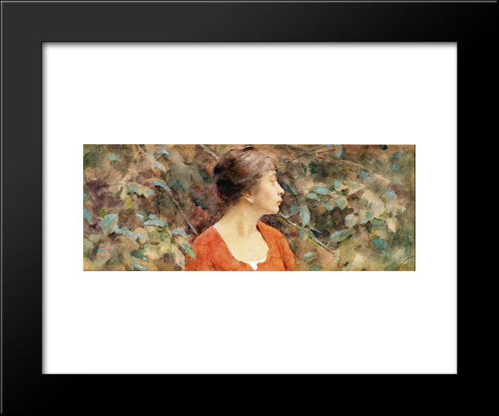 Lady In Red 20x24 Black Modern Wood Framed Art Print Poster by Robinson, Theodore