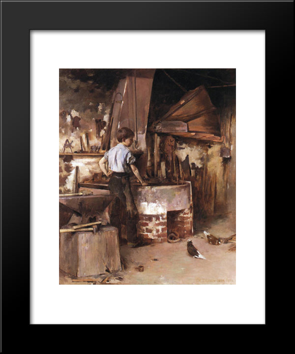 The Apprentice Blacksmith 20x24 Black Modern Wood Framed Art Print Poster by Robinson, Theodore