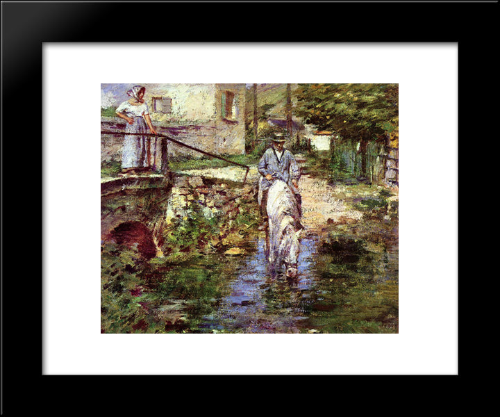 Pere Trognon And His Daughter At The Bridge 20x24 Black Modern Wood Framed Art Print Poster by Robinson, Theodore