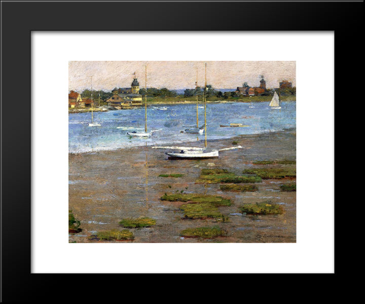 The Anchorage, Cos Cob 20x24 Black Modern Wood Framed Art Print Poster by Robinson, Theodore