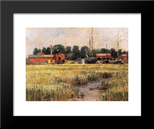 The Ship Yard 20x24 Black Modern Wood Framed Art Print Poster by Robinson, Theodore