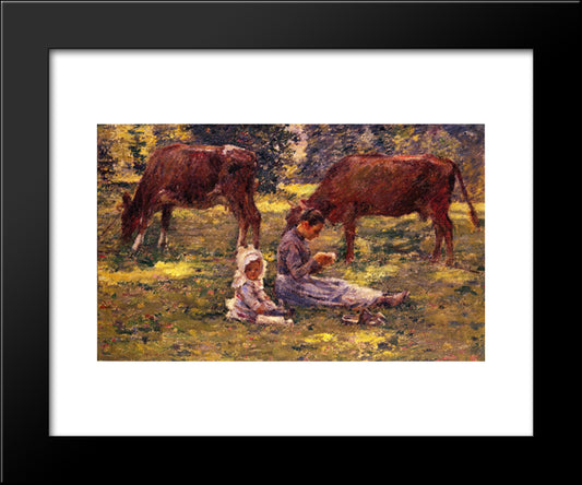 Watching The Cows 20x24 Black Modern Wood Framed Art Print Poster by Robinson, Theodore