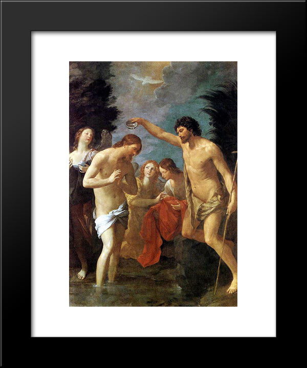 Baptism Of Christ 20x24 Black Modern Wood Framed Art Print Poster by Reni, Guido
