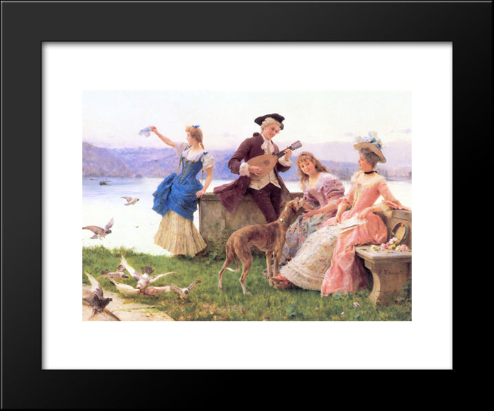 A Day'S Outing 20x24 Black Modern Wood Framed Art Print Poster by Andreotti, Federico