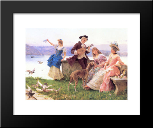A Day'S Outing 20x24 Black Modern Wood Framed Art Print Poster by Andreotti, Federico