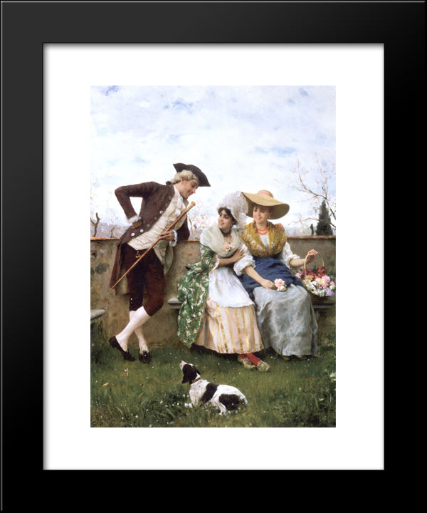 Flirtation 20x24 Black Modern Wood Framed Art Print Poster by Andreotti, Federico