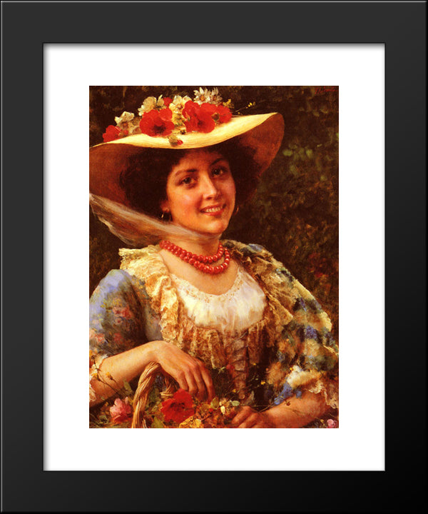 Cappello Di Paglia Papaveri 20x24 Black Modern Wood Framed Art Print Poster by Andreotti, Federico